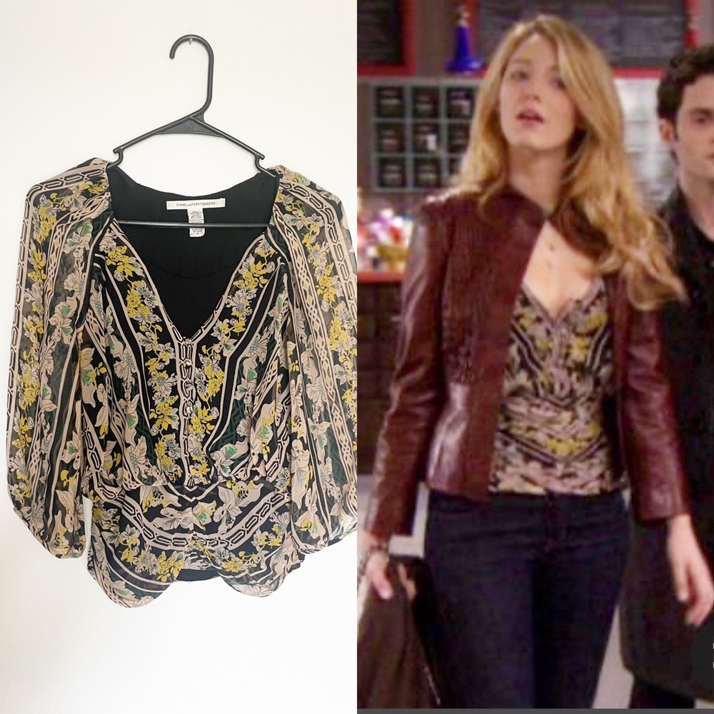 Diane von Furstenberg silk top ASO Serena Van der woodsen on Gossip Girl size 4